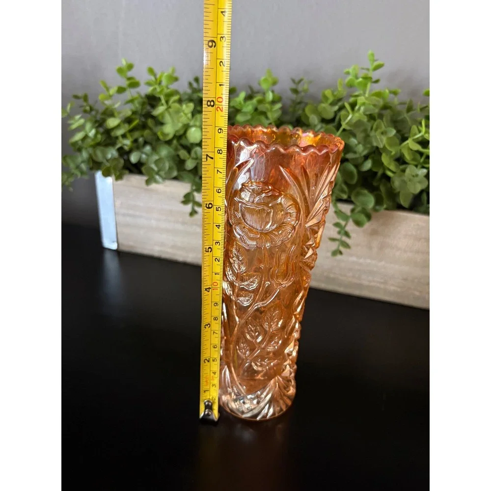 Vintage Imperial Glass Marigold Carnival Glass Bud Vase Fashion Pattern 7.5 Inch